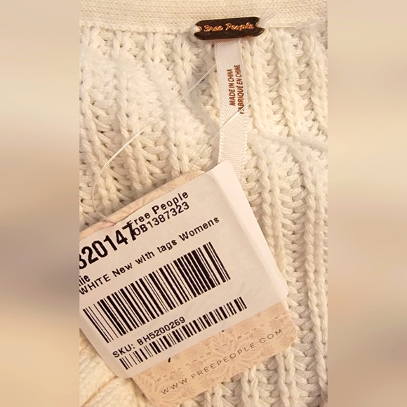 Free People Womens Emilie White Knit Knot-Front Crop Pullover Sweater  NWT - Picture 3 of 6